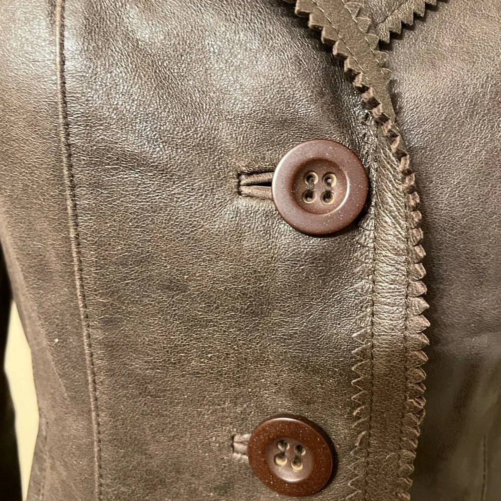 Sigrid Olsen Brown Leather Jacket size XS